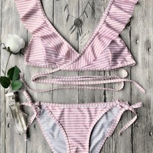 Pink and White Wrap Bikini